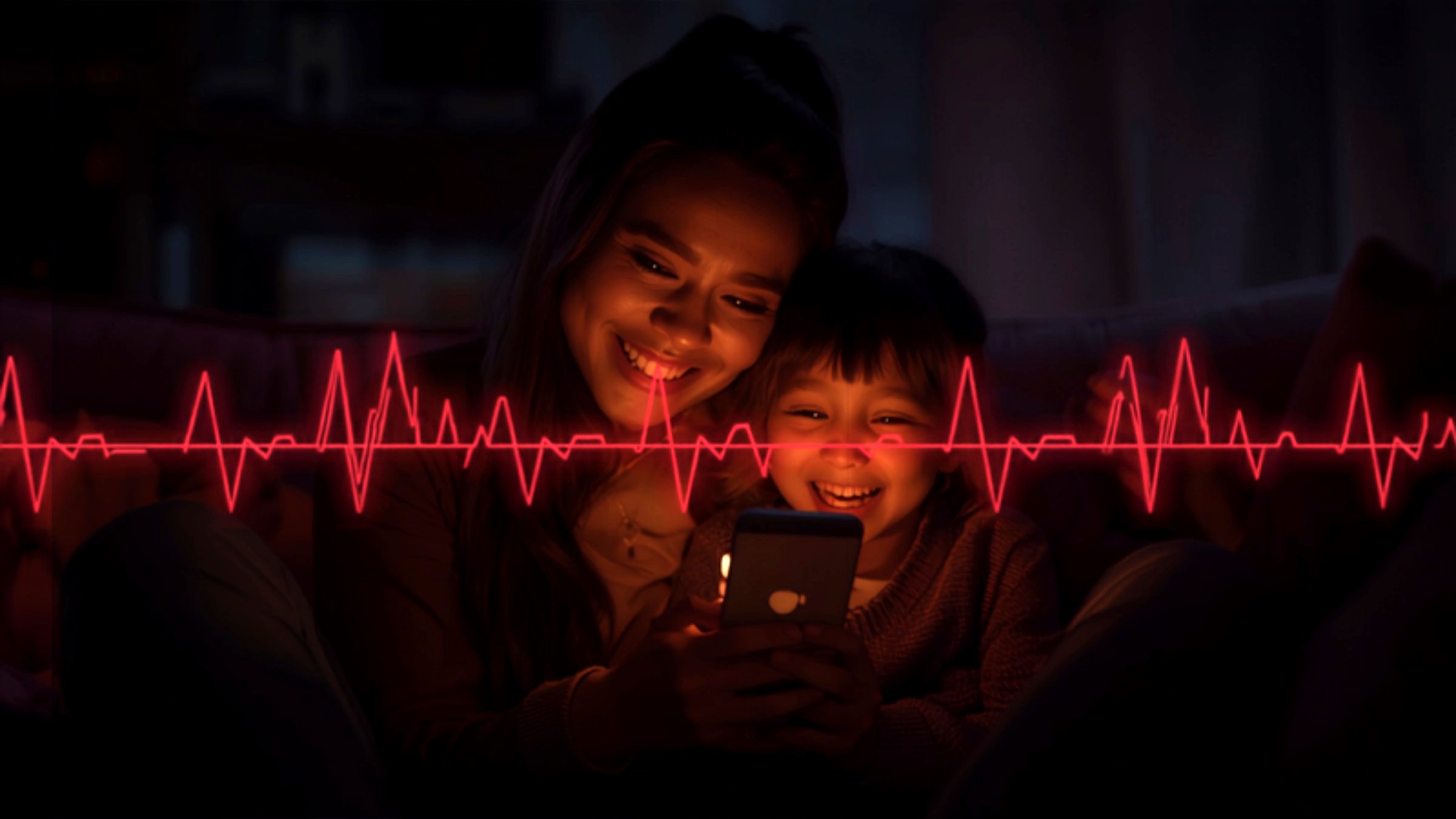 A family using the health scanner